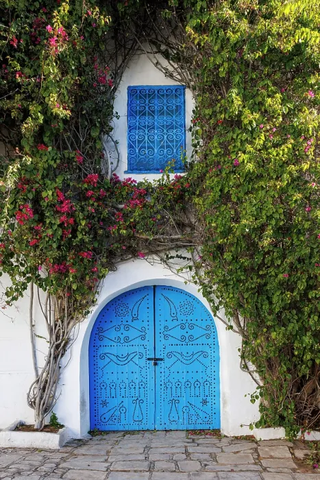 Framed Print : Colourful door, Sidi Bou Said, Tunisia Framed Print : Colourful door, Sidi Bou Said, Tunisia