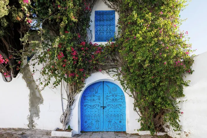 Framed Print : Colourful door, Sidi Bou Said, Tunisia Framed Print : Colourful door, Sidi Bou Said, Tunisia
