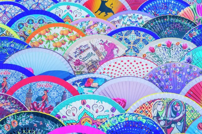 Framed Print : Colourful fans, Plaza Espana, Seville, Andalusia, Spain Framed Print : Colourful fans, Plaza Espana, Seville, Andalusia, Spain