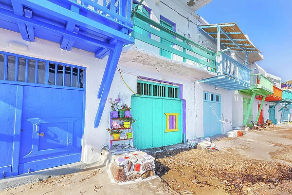 Colourful fishermen houses, Klima, Milos Island, Cyclades Islands, Greece
