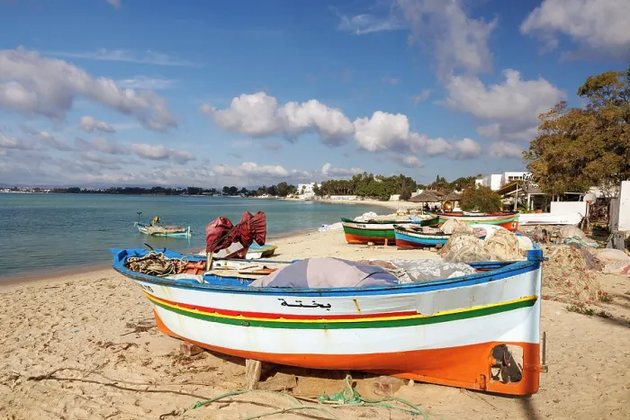 Framed Print : Colourful fishing boats, Hammamet, Tunisia Framed Print : Colourful fishing boats, Hammamet, Tunisia