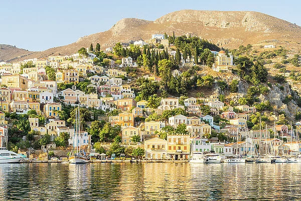 The colourful harbour in Symi, Dodecanese Islands, Greece