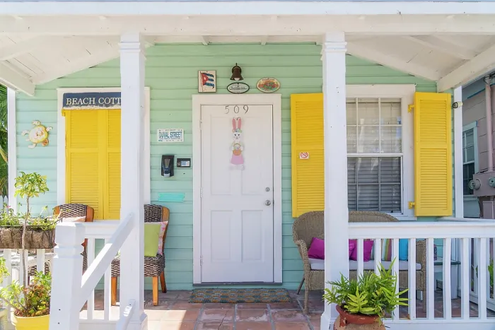 Framed Print : Colourful house decorated for Easter, Key West, Florida, USA Framed Print : Colourful house decorated for Easter, Key West, Florida, USA