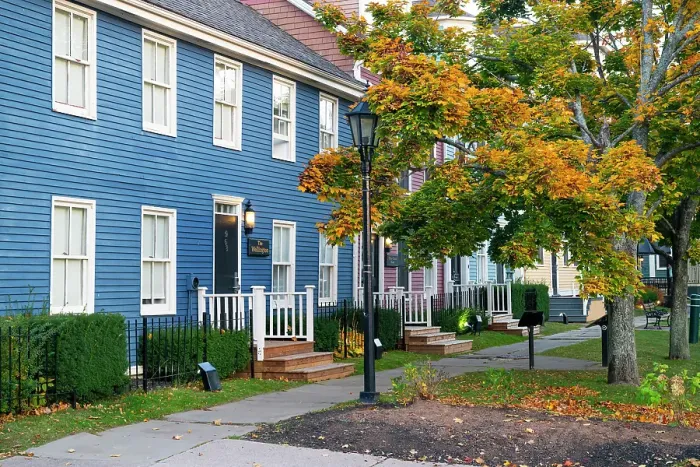 Framed Print : Colourful houses and autumn colours, Charlottetown, Prince Edward Island, Canada, North America Framed Print : Colourful houses and autumn colours, Charlottetown, Prince Edward Island, Canada, North America