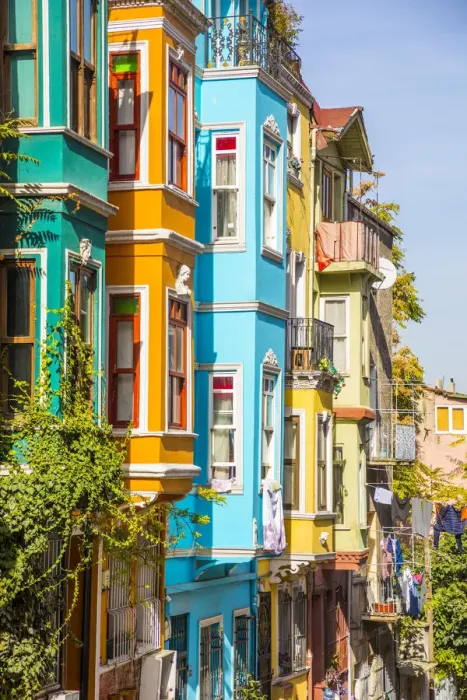 Framed Print : Colourful houses, Balat district, Istanbul, Turkey