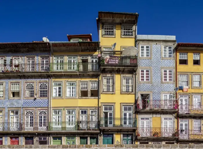 Framed Print : Colourful houses at Cais da Ribeira, Porto, Portugal Framed Print : Colourful houses at Cais da Ribeira, Porto, Portugal