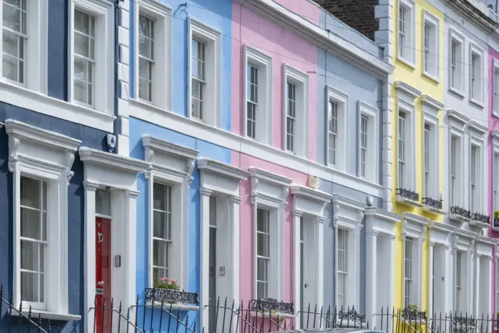 Framed Print : Colourful houses in Notting Hill, London, England, UK Framed Print : Colourful houses in Notting Hill, London, England, UK