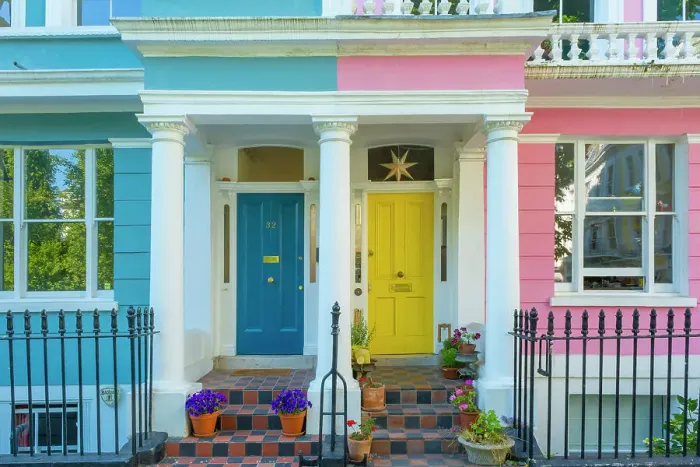 Framed Print : Colourful houses in Primrose Hill, London, England, UK Framed Print : Colourful houses in Primrose Hill, London, England, UK