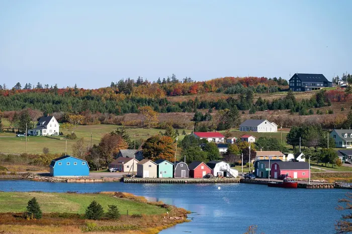 Framed Print : Colourful houses, Prince Edward Island, Canada, North America Framed Print : Colourful houses, Prince Edward Island, Canada, North America