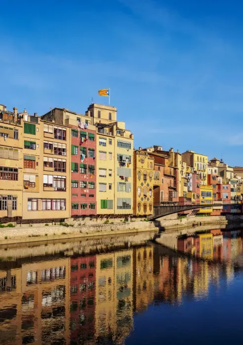 Framed Print : Colourful houses reflecting in the Onyar River, Girona or Gerona, Catalonia, Spain Framed Print : Colourful houses reflecting in the Onyar River, Girona or Gerona, Catalonia, Spain