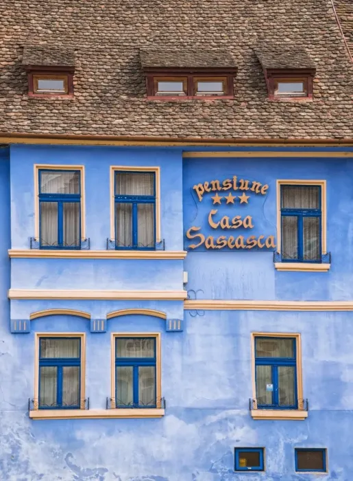 Framed Print : Colourful houses of Sighisoara, Transylvania, Romania