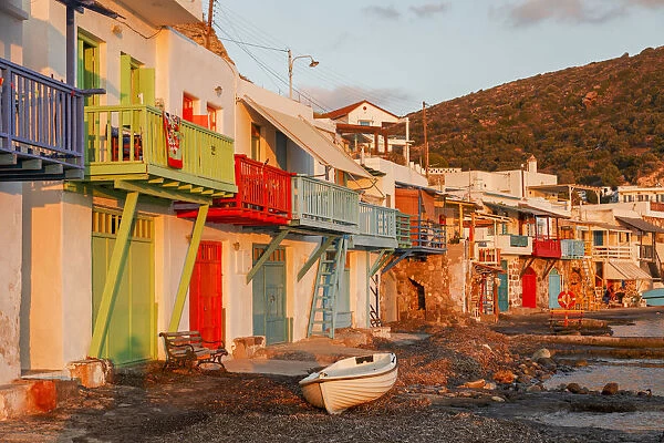 Colourful houses in the small village of Klima on the island of Milos, Cyclades, Greece