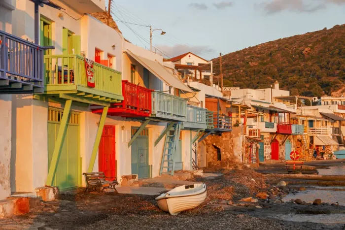 Framed Print : Colourful houses in the small village of Klima on the island of Milos, Cyclades, Greece Framed Print : Colourful houses in the small village of Klima on the island of Milos, Cyclades, Greece