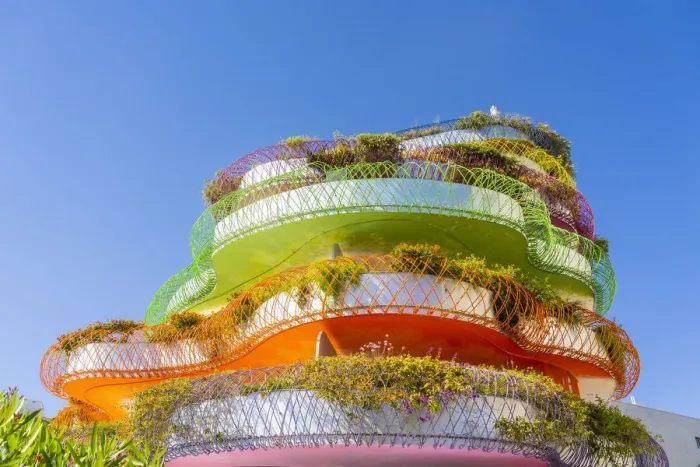 Framed Print : The colourful Las Boas de Ibiza apertment complex, designed by Jean Nouvel, Marina Ibiza, Ibiza Town, Ibiza, Balearic Islands, Spain Framed Print : The colourful Las Boas de Ibiza apertment complex, designed by Jean Nouvel, Marina Ibiza, Ibiza Town, Ibiza, Balearic Islands, Spain