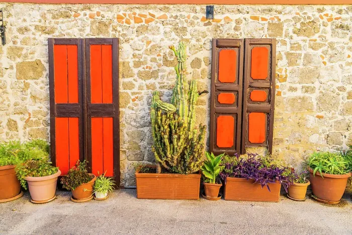 Framed Print : Colourful local architecture in Rhodes Old Town, Rhodes, Dodecanese Islands, Greece Framed Print : Colourful local architecture in Rhodes Old Town, Rhodes, Dodecanese Islands, Greece