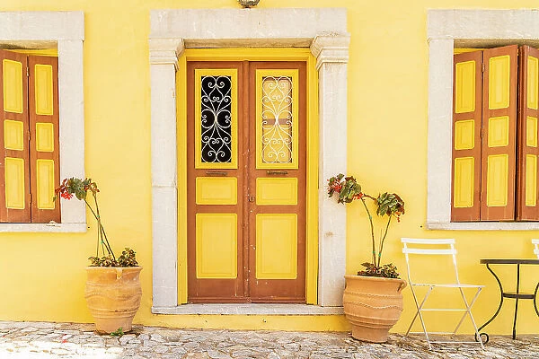 Colourful local architecture, Symi, Dodecanese Islands, Greece
