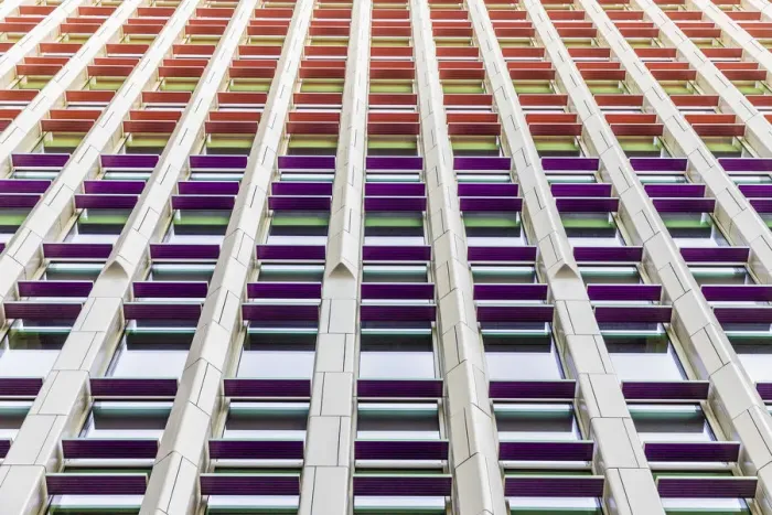 Framed Print : Colourful office windows in the City of London, London, England Framed Print : Colourful office windows in the City of London, London, England