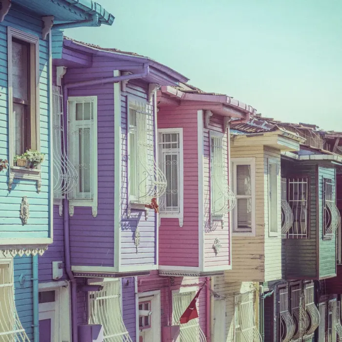 Framed Print : Colourful Ottomon era houses, Balat, Istanbul, Turkey Framed Print : Colourful Ottomon era houses, Balat, Istanbul, Turkey
