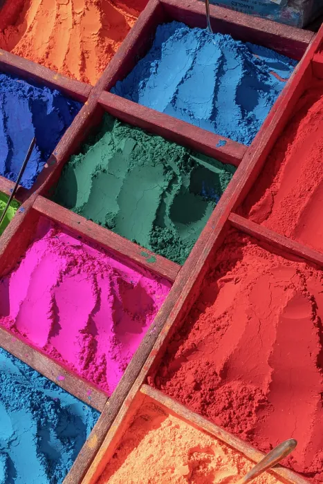 Framed Print : Colourful powders for dyeing, Kathmandu, Nepal Framed Print : Colourful powders for dyeing, Kathmandu, Nepal