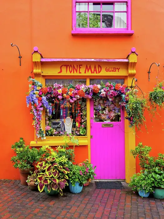 Framed Print : The colourful Stone Mad Gallery, Newman's Mall, Kinsale, County Cork, Ireland