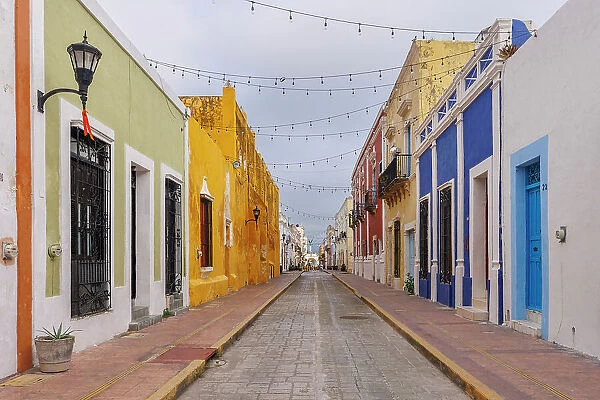 Colourful street, Campeche, Yucatan Peninsula, Mexico