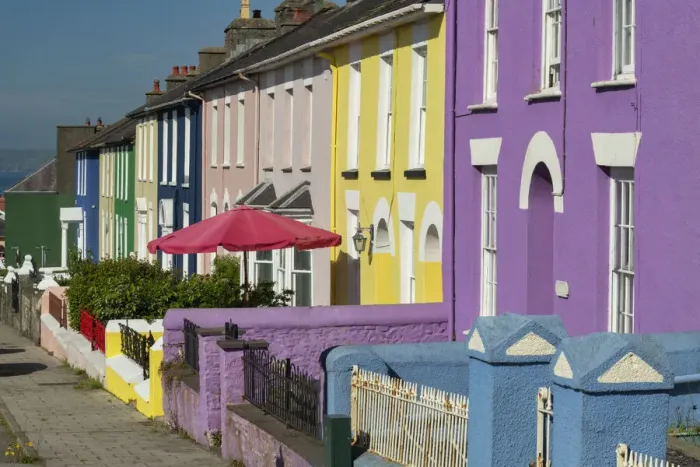 Framed Print : Colourful Terraced Houses, Pembrokeshire, Wales Framed Print : Colourful Terraced Houses, Pembrokeshire, Wales