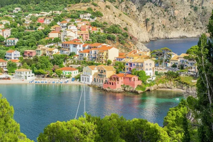 Framed Print : Colourful village of Assos, Kefalonia, Ionian Islands, Greek Islands, Greece Framed Print : Colourful village of Assos, Kefalonia, Ionian Islands, Greek Islands, Greece