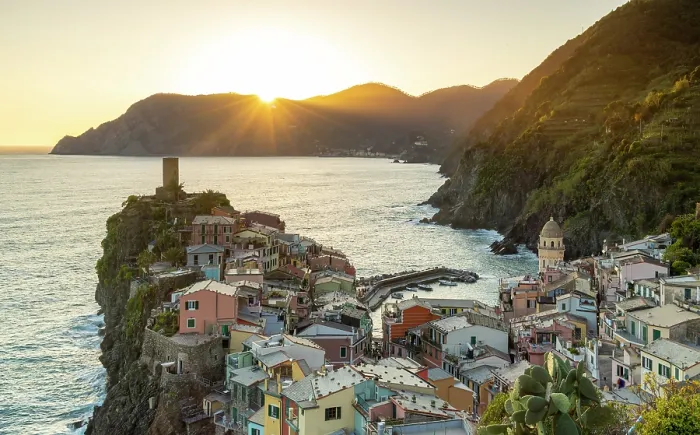Framed Print : The colourful village of Vernazza at sunset, Cinque Terre, La Spezia district, Liguria, Italy Framed Print : The colourful village of Vernazza at sunset, Cinque Terre, La Spezia district, Liguria, Italy
