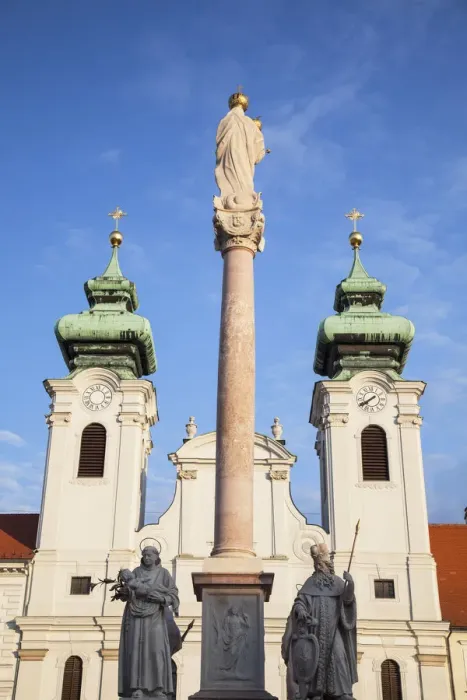 Framed Print : Column of the Virgin Mary and St Ignatius Church in Szechenyi Square, Gyor, Western Framed Print : Column of the Virgin Mary and St Ignatius Church in Szechenyi Square, Gyor, Western