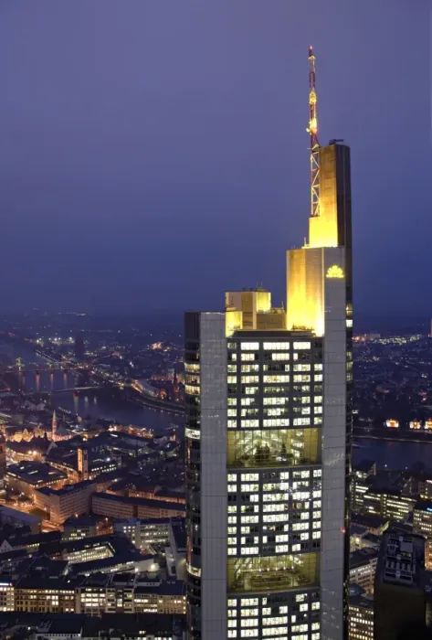 Framed Print : Commerzbank Building from Helaba Building, Frankfurt, Hessen, Germany Framed Print : Commerzbank Building from Helaba Building, Frankfurt, Hessen, Germany