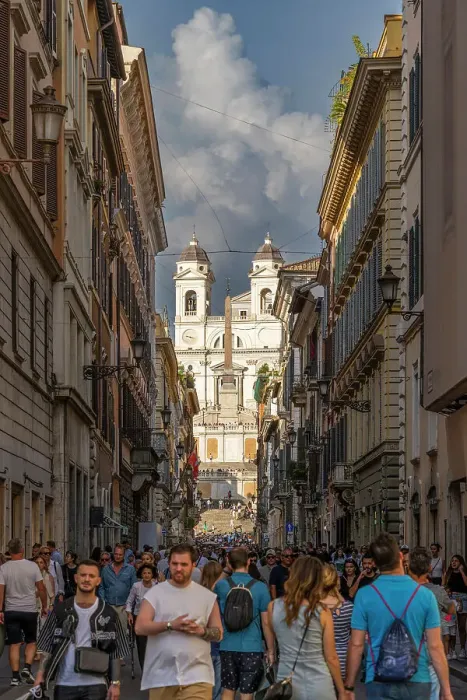 Framed Print : Via Condotti street with Spanish Steps in the background, Rome, Lazio, Italy Framed Print : Via Condotti street with Spanish Steps in the background, Rome, Lazio, Italy