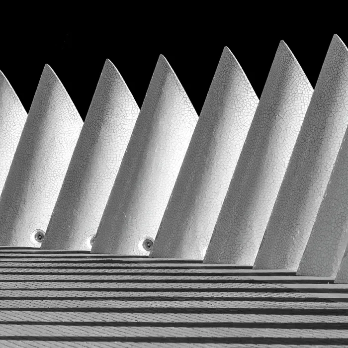 Framed Print : Conical air vents and shadows, Ciudad de los artes y ciencias (City of Arts and Sciences), Valencia, Spain