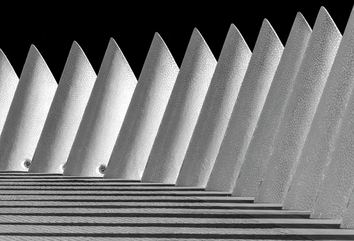 Framed Print : Conical air vents and shadows, Ciudad de los artes y ciencias (City of Arts and Sciences), Valencia, Spain