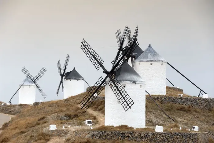 Framed Print : Consuegras windmills referred in Dom Quijote de la Mancha. Castilla-La Mancha, Spain