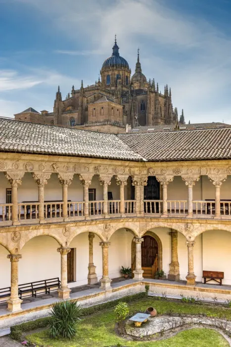 Framed Print : Convento de San Esteban with the Old Cathedral in the background, Salamanca, Castile Framed Print : Convento de San Esteban with the Old Cathedral in the background, Salamanca, Castile
