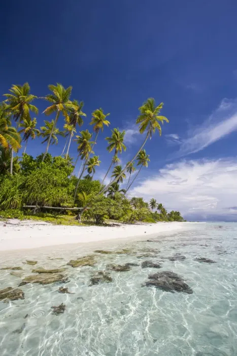 Framed Print : Cook Islands, Aitutaki Atoll, Tropical island and beach