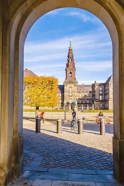 Copenhagen, Hovedstaden, Denmark, Northern Europe. The Platz of the Christiansborg Palace