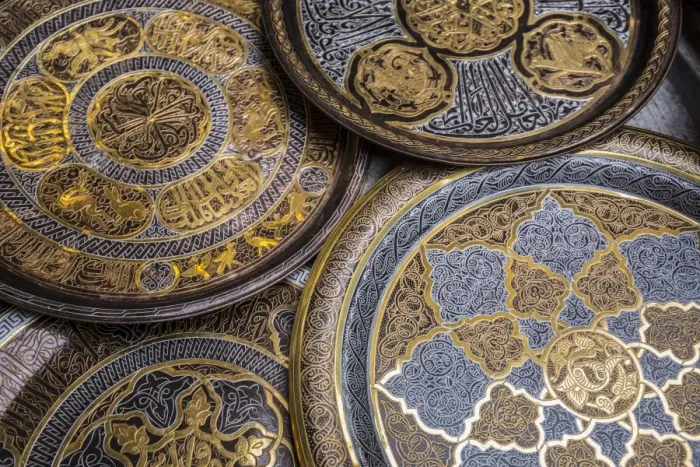 Framed Print : Copper trays, Khan el-Khalili bazaar (Souk), Cairo, Egypt Framed Print : Copper trays, Khan el-Khalili bazaar (Souk), Cairo, Egypt