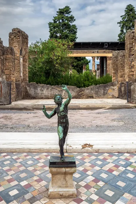 Framed Print : Copy of the Dancing Faun statue, House of the Faun, Archaeological area of Pompeii, Pompei, Campania, Italy Framed Print : Copy of the Dancing Faun statue, House of the Faun, Archaeological area of Pompeii, Pompei, Campania, Italy