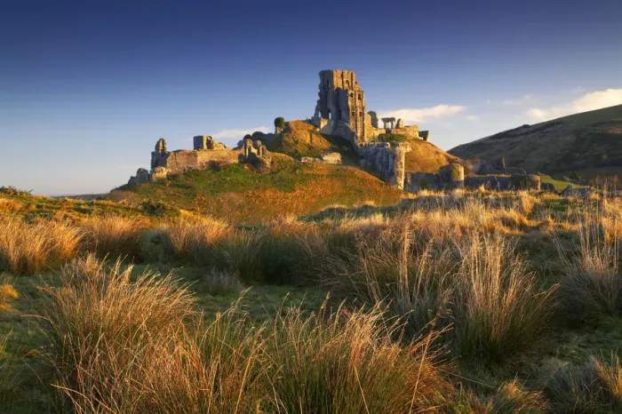 Framed Print : Corfe Castle, Corfe, Dorset, England Framed Print : Corfe Castle, Corfe, Dorset, England