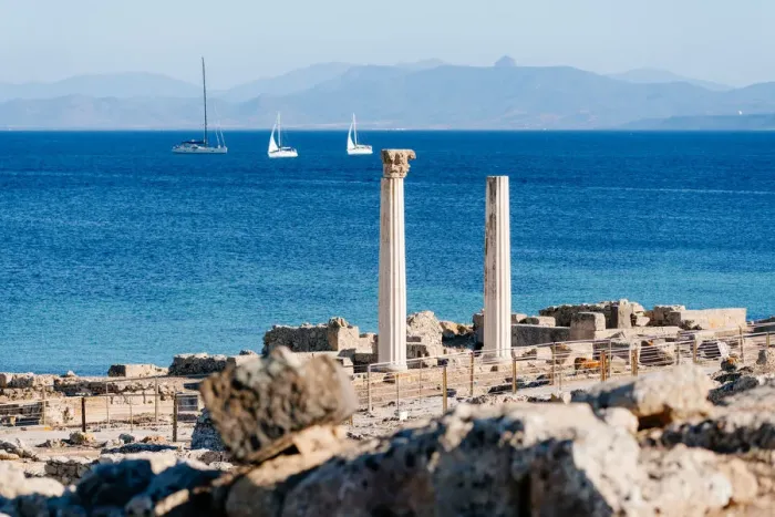 Framed Print : Corinthian columns by the sea at Tharros, Sardinia, Italy Framed Print : Corinthian columns by the sea at Tharros, Sardinia, Italy