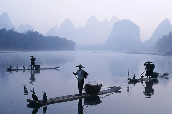 Cormorant Fishermen, Li River, Yangshou, Guilin, Guangxi Province, China