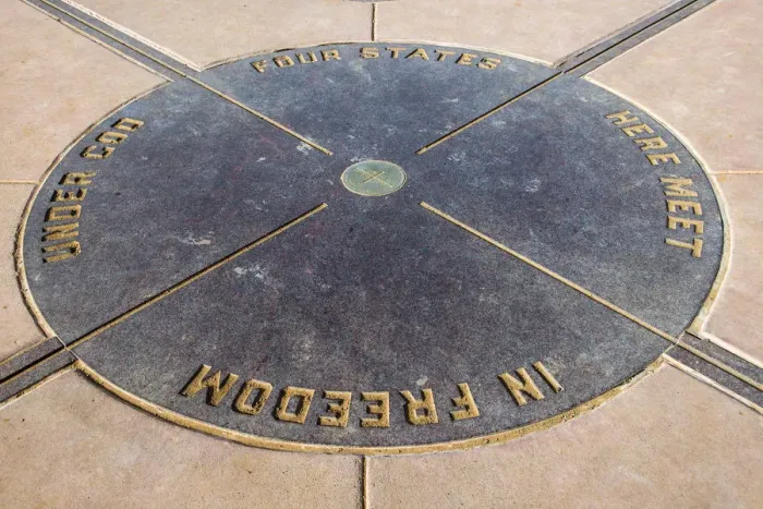 Framed Print : Four Corners Monument marks the quadripoint where the boundaries of the four US states Framed Print : Four Corners Monument marks the quadripoint where the boundaries of the four US states