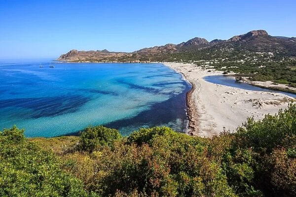 Corsica, France, the clean water from the Ostriconi beach, Balagne