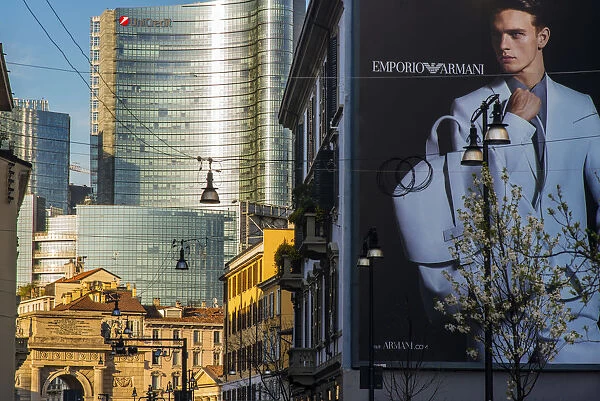 Corso Garibaldi street with Porta Nuova business district in the background, Milan