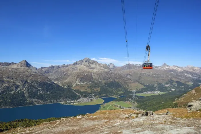 Framed Print : Corvatsch cablecar with Lake Silvaplana aand Piz Julier, Bernina mountain range, Upper Engadin, Grisons (Graubunden), Switzerland Framed Print : Corvatsch cablecar with Lake Silvaplana aand Piz Julier, Bernina mountain range, Upper Engadin, Grisons (Graubunden), Switzerland
