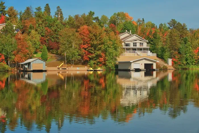 Framed Print : Cottage on the West Arm of Lake Nipissing in autumn, Ontario, Canada West Arm, Ontario, Canada Framed Print : Cottage on the West Arm of Lake Nipissing in autumn, Ontario, Canada West Arm, Ontario, Canada