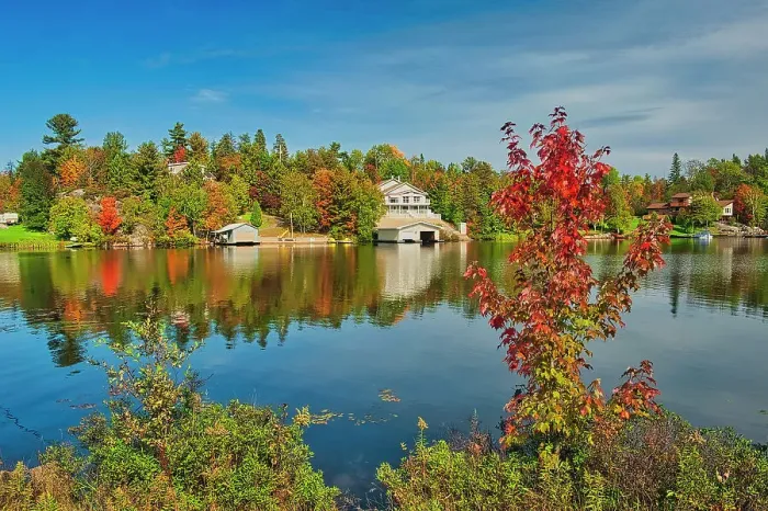Framed Print : Cottage on the West Arm of Lake Nipissing in autumn, Ontario, Canada West Arm, Ontario, Canada Framed Print : Cottage on the West Arm of Lake Nipissing in autumn, Ontario, Canada West Arm, Ontario, Canada
