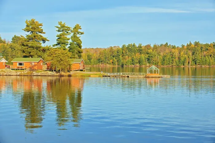 Framed Print : Cottages reflected in Lake of the Woods Sioux Narrows, Ontario, Canada Framed Print : Cottages reflected in Lake of the Woods Sioux Narrows, Ontario, Canada