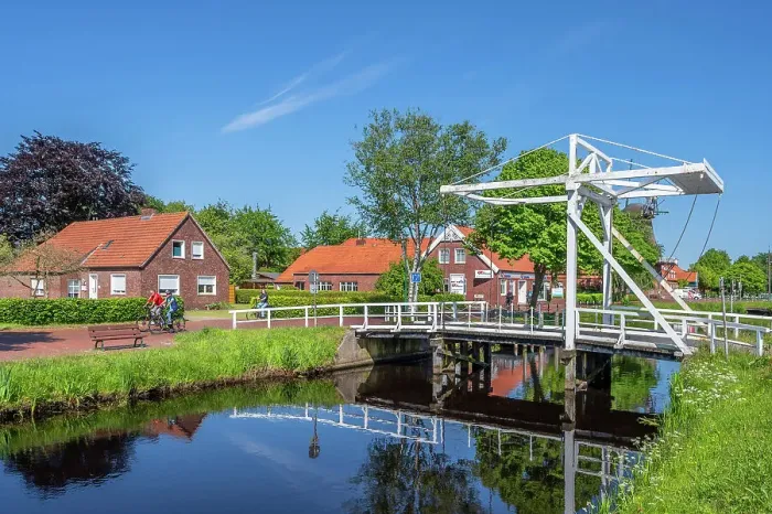 Framed Print : Counterpoise bridge at Groszefehn, East Frisia, Lower Saxony, Germany Framed Print : Counterpoise bridge at Groszefehn, East Frisia, Lower Saxony, Germany